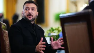 Wołodymyr Zełenski. Fot. EPA/AARON SCHWARTZ / POOL