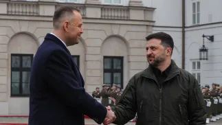 Prezydent Karol Nawrocki oraz prezydent Ukrainy Wołodymyr Zełenski. Fot. PAP/Paweł Supernak