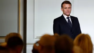 Prezydent Francji Emmanuel Macron. Fot. PAP/EPA/BENOIT TESSIER / POOL MAXPPP OUT