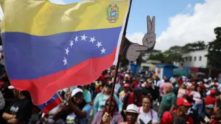 Prorządowy protest w Caracas, fot. PAP/EPA/EFE/Miguel Gutierrez