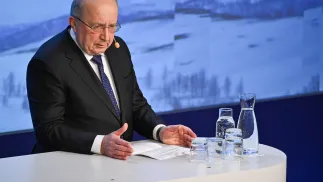 Андрюс Кубилюс на конференции по международной безопасности в Швеции.  Fot. PAP/EPA/HENRIK MONTGOMERY