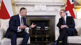 Prezydent Karol Nawrocki i premier Wielkiej Brytanii Keir Starmer. Fot. PAP/EPA/TOLGA AKMEN/POOL