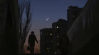 Київ під час блекауту. Fot. PAP/EPA/MAXYM MARUSENKO