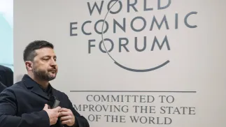 Prezydent Ukrainy  Wołodymyr Zełenski. Fot. PAP/EPA/	LAURENT GILLIERON