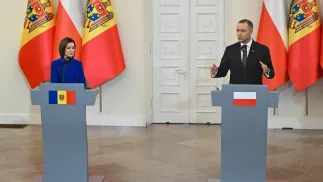 Мая Санду та Кароль Навроцький. Fot. PAP/Radek Pietruszka