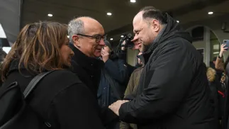 Marszałek Sejmu Włodzimierz Czarzasty, przewodniczący Rady Najwyższej Ukrainy Rusłan Stefanczuk, wicemarszałkini Sejmu Monika Wielichowska. Fot. PAP/Marcin Obara 