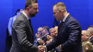 Wicepremier, minister obrony narodowej Władysław Kosiniak-Kamysz i Prezydent RP Karol Nawrocki. Fot. PAP/	PAP/Paweł Supernak