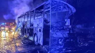 Wrak spalonego autobusu Fot. Facebook/Polícia Slovenskej republiky