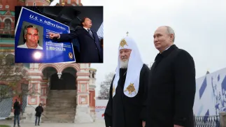 Prokurator Południowego Dystryktu Nowego Jorku Geoffrey Berman na konferencji w sprawie Jeffreya Epsteina w 2019 r. Fot. EPA/JASON SZENES / Patriarcha Cyryl I i Władimir Putin. Fot. EPA/GAVRIIL GRIGOROV/KREMLIN / POOL