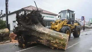 Usuwanie zniszczeń po przejściu orkanu w Portugalii. Fot. PAP/EPA/Carlos Barroso 