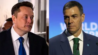 Elon Musk i premier Hiszpanii Pedro Sanchez. Fot. PAP/EPA/BONNIE CASH / POOL/ALI HAIDER