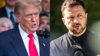 Donald Trump i Wołodymyr Zełenski Fot. PAP/EPA/JIM LO SCALZO/IDA MARIE ODGAARD