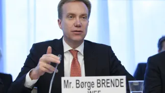 Boerge Brende. Fot. PAP/EPA/MARTIAL TREZZINI