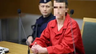  Kraków, 14.02.2025. Oskarżony Andriej G. (P) na sali rozpraw Sądu Okręgowego w Krakowie. Fot. PAP/Łukasz Gągulski 