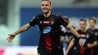 Napastnik Polonii Warszawa. Łukasz Zjawiński. Fot. PAP/Łukasz Gągulski