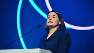 Liderka białoruskiej opozycji Swiatłana Cichanouska, fot. PAP/Art Service