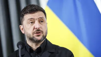 Prezydent Ukrainy Wołodymyr Zełenski. Fot. PAP/EPA/REMKO DE WAAL