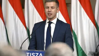 Лідер "Тиси" Петер Мадяр. Fot. PAP/EPA/NOEMI BRUZAK