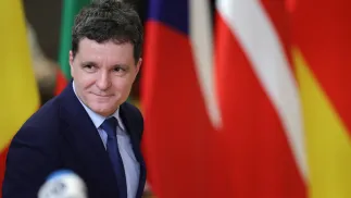 Nicusor Dan, fot. PAP/EPA/OLIVIER MATTHYS