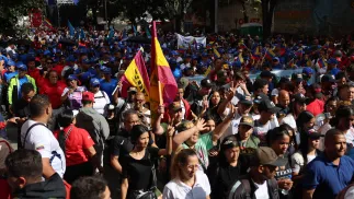Demonstracje w Caracas. Fot. PAP/EPA/Miguel Gutierrez 