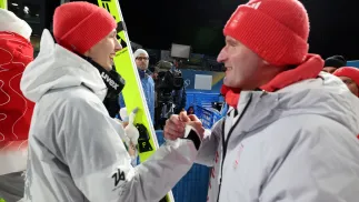  Kacper Tomasiak i trener reprezentacji Polski Maciej Maciusiak, fot. PAP/Grzegorz Momot