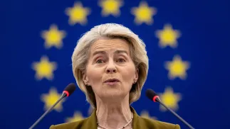 Урсула фон дер Ляєн. Fot. PAP/EPA/CHRISTOPHE PETIT TESSON