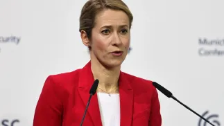 Кая Каллас на Мюнхенской конференции по безопасности.  Fot. PAP/EPA/RONALD WITTEK