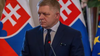 Премьер-министр Словакии Роберт Фицо. Fot. PAP/EPA/DOMINIKA KORTVELYESIOVA