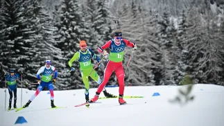 Zawody biathlonowe na Zimowych Igrzyskach Olimpijskich 2026 w Mediolanie i Cortinie. Fot. PAP/EPA/MARTIN METELKO