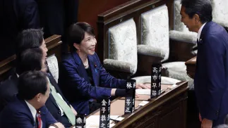 Sanae Takaichi w japońskim parlamencie, fot. PAP/EPA/FRANCK ROBICHON