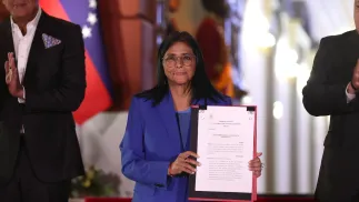 Delcy Rodriguez. Fot. PAP/EPA/Ronald Pena R