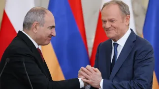 Нікол Пашинян і Дональд Туск. Fot. PAP/Paweł Supernak