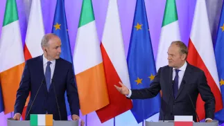 Premier Donald Tusk (P) i premier Republiki Irlandii Micheal Martin (L). Fot. PAP/Paweł Supernak