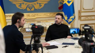 Владимир Зеленский в беседе с Le Monde. Fot. X@ZelenskyyUa