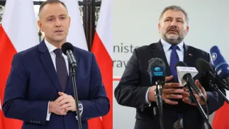 Prezydent Karol Nawrocki i minister sprawiedliwości Waldemar Żurek. Fot. PAP/Albert Zawada/Leszek Szymański