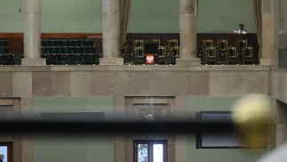 Loża prezydencka w sali obrad Sejmu. Fot. PAP/Leszek Szymański