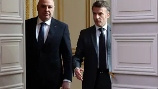 Prezydenci Libanu i Francji: Joseph Aoun i Emmanuel Macron. Fot. PAP/EPA/	Sarah Meyssonnier / POOL