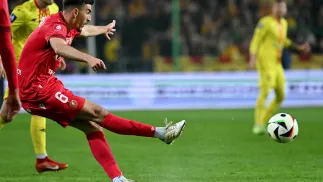 Pomocnik Widzewa Łódź Juljan Shehu. Fot. PAP/	Piotr Polak