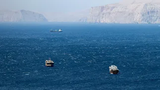 Statki w cieśninie Ormuz Fot. PAP/EPA/ALI HAIDER