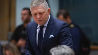 Premier Słowacji Robert Fico. Fot. PAP/EPA/OLIVIER HOSLET