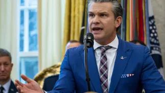 Szef Pentagonu Pete Hegseth. Fot. PAP/EPA/BONNIE CASH / POOL
