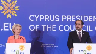  Ursula von der Leyen, Nicos Christodoulide Fot. PAP/EPA/GEORGE CHRISTOPHOROU