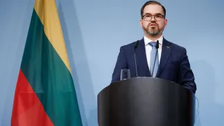 Minister obrony Litwy Robertas Kaunas. Fot. PAP/EPA/CLEMENS BILAN