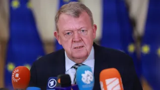 Szef duńskiego MSZ Lars Lokke Rasmussen. Fot. PAP/EPA/OLIVIER HOSLET