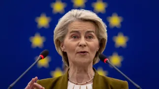  Ursula von der Leyen. Fot. PAP/EPA/CHRISTOPHE PETIT TESSON