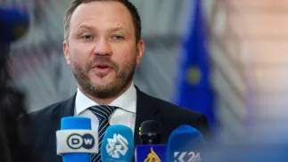 Szef estońskiej dyplomacji Margus Tsahkna, fot. PAP/EPA/OLIVIER MATTHYS