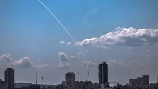 Робота ППО над Єрусалимом. Фотоілюстрація. Fot. PAP/EPA/Atef Safadi