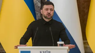  Prezydent Ukrainy Wołodymyr Zełenski. Fot. PAP/	Vladyslav Musiienko