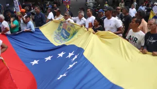 Protesty w Caracas. Fot. PAP/EPA/MIGUEL GUTIERREZ