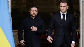 Володимир Зеленський та Еммануель Макрон. Fot. PAP/EPA/LUDOVIC MARIN / POOL